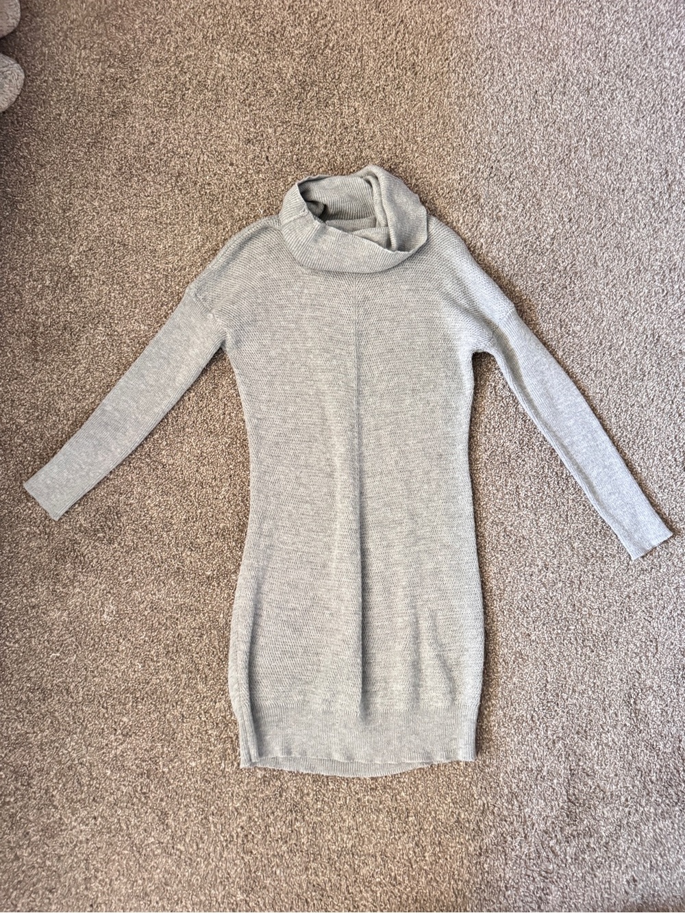 Lulu's Light Gray Cowl Neck Sweater Mini Dress